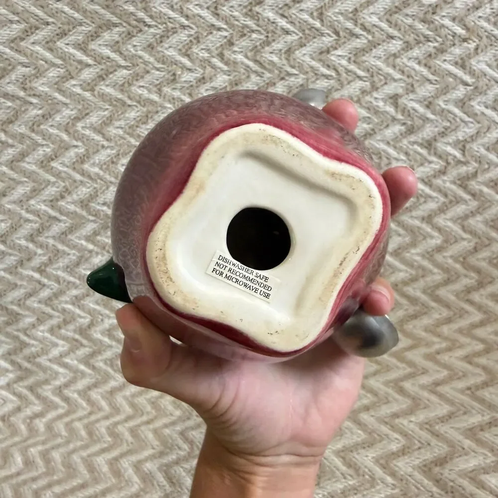 Vintage Ceramic Red Apple Holder and Measuring Spoons